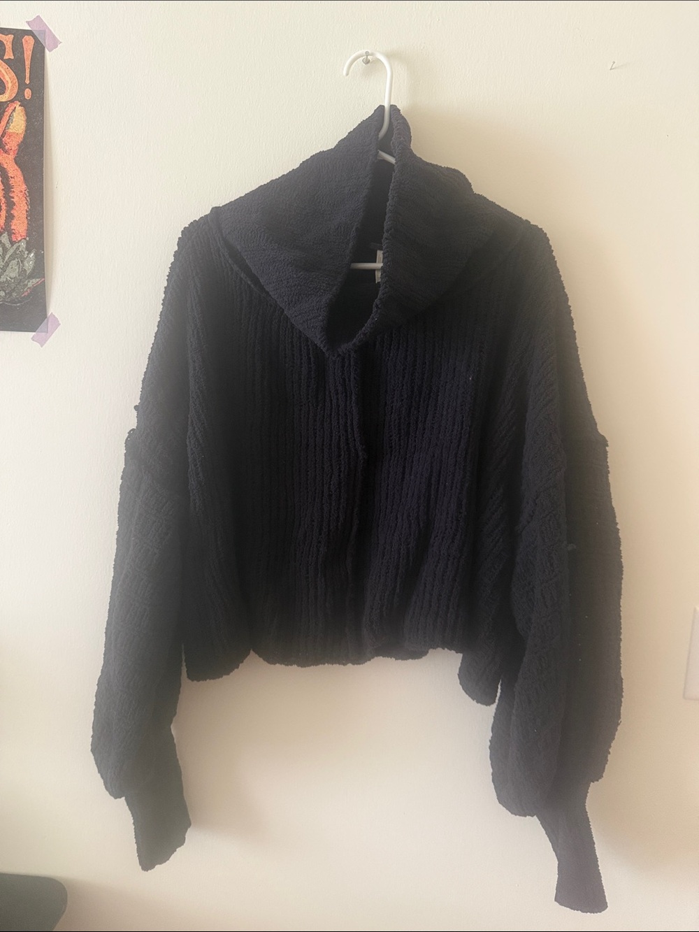 Free People Black Cropped Cowlneck